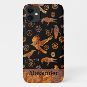 ステームパンクカラフルラスティギアアンドカラスカスタム iPhone 11 ケース