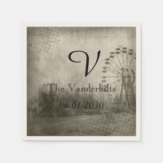 ステームパンクカーニバルトップハットモノグラム結婚ズナプキン スタンダードカクテルナプキン (正面)