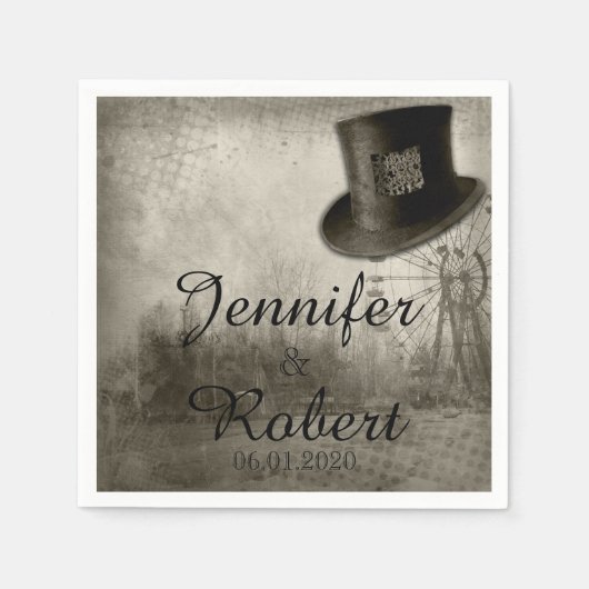 ステームパンクカーニバルトップ結婚ハットズナプキン スタンダードカクテルナプキン (正面)