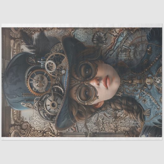 ステームパンクギアティール(緑がかった色)ガールデクページ 薄葉紙 (正面)