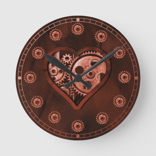 ステームパンクギアハート ラウンド壁時計 (正面)