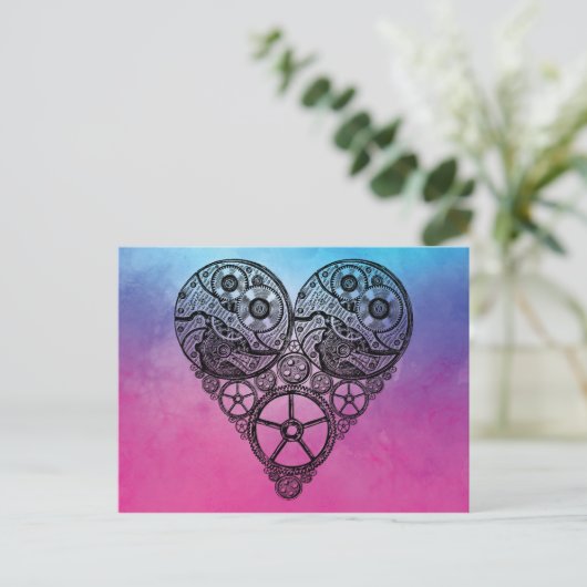 ステームパンクギアバレンタインハート水彩 シーズンポストカード (スタンド正面)