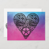 ステームパンクギアバレンタインハート水彩 シーズンポストカード (正面/裏面)