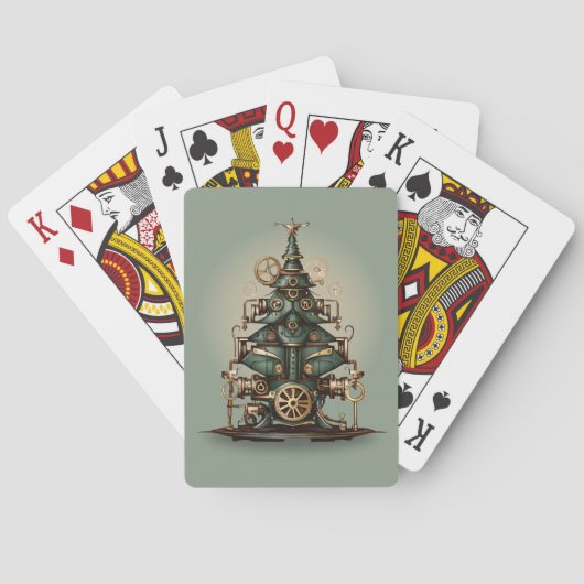 ステームパンククリスマスツリーヴィンテージレトロスタイル トランプ (裏面)