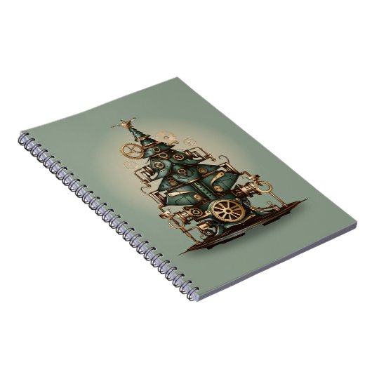 ステームパンククリスマスツリーヴィンテージレトロスタイル ノートブック (右側)