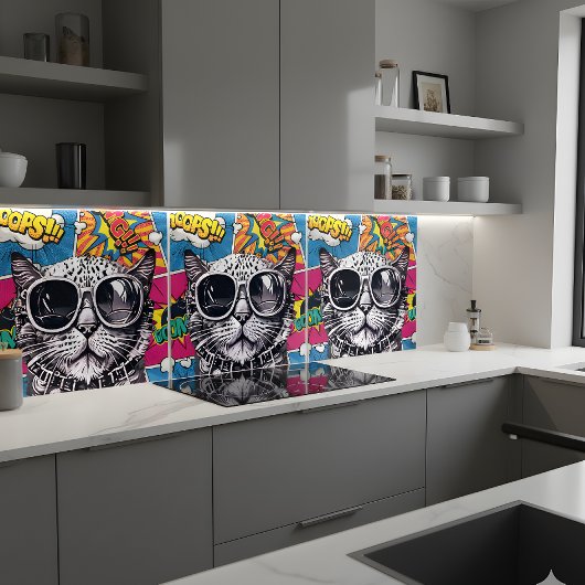 ステームパンククールキャットサングラス – レトロ漫画 タイル