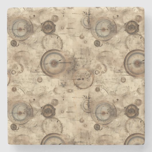 ステームパンクグランジ素朴時計(11) ストーンコースター (正面)