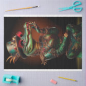 ステームパンクグリーン色アリゲーターデコパージュ 薄葉紙 (クラフト)