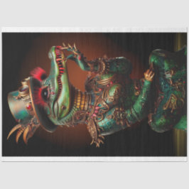 ステームパンクグリーン色アリゲーターデコパージュ 薄葉紙