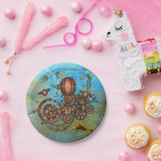 ステームパンクコラージアクアカッパー紙プレート ペーパープレート (パーティー)