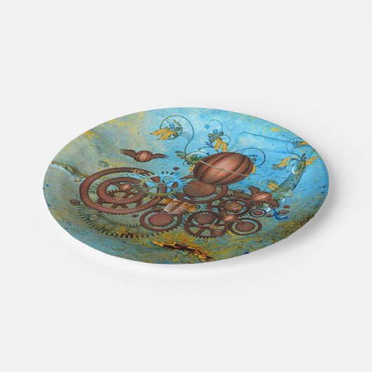 ステームパンクコラージアクアカッパー紙プレート ペーパープレート (アングル)