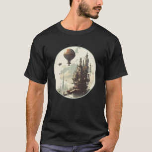 ステームパンクシティディストリクトレトロサイエンスフィクションメカニカルゲーア Tシャツ