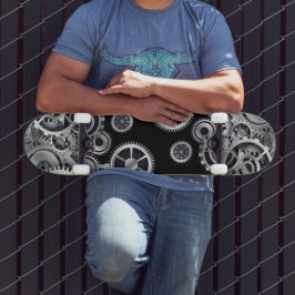 ステームパンクシルバーギアスケートボード スケートボード