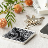 ステームパンクシルバーギアズスクエアキーチェーン キーホルダー (側面)