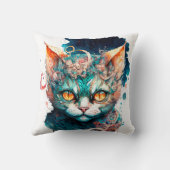 ステームパンクスタイルの水彩猫 クッション (裏面)