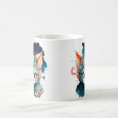 ステームパンクスタイルの水彩猫 コーヒーマグカップ (中央)