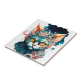 ステームパンクスタイルの水彩猫 タイル (側面)