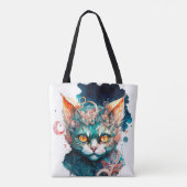 ステームパンクスタイルの水彩猫 トートバッグ (裏面)