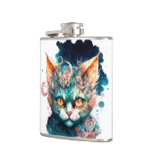 ステームパンクスタイルの水彩猫 フラスク (左)