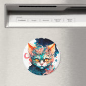 ステームパンクスタイルの水彩猫 マグネット (インサイチュ (食洗機))