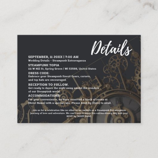 ステームパンクストラビガンザヴィンテージ結婚Clockwork's エンクロージャーカード (正面)