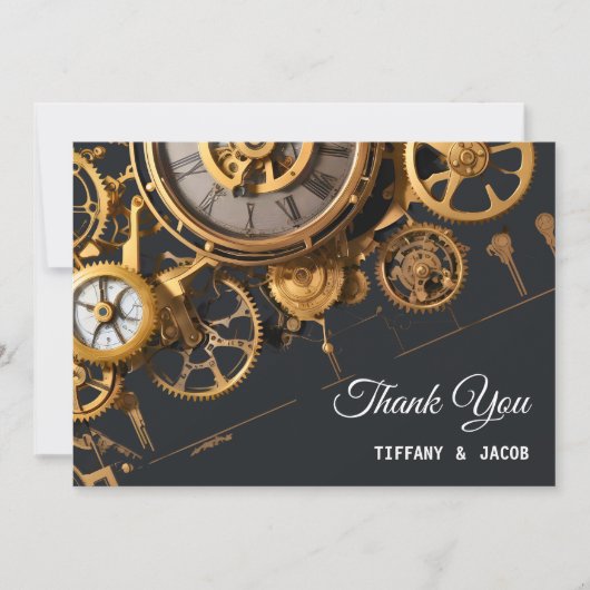 ステームパンクストラビガンザヴィンテージ結婚Clockwork's サンキューカード (正面)