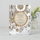 ステームパンクストラビガンザヴィンテージ結婚Clockwork's 箔招待状 (立ち正面)