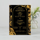 ステームパンクストラビガンザヴィンテージ結婚Clockwork's 箔招待状 (立ち正面)