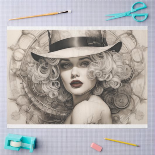 ステームパンクセピアブロンデレディーデクページ 薄葉紙 (クラフト)