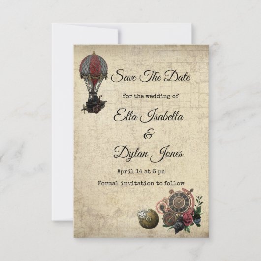 ステームパンクセーブ・ザ・デート案内 招待状 (正面)