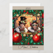 ステームパンクツーハートクリスマスフラットホリデーカード シーズンカード (正面/裏面)