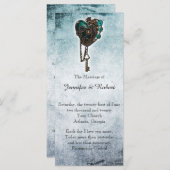 ステームパンクティール（緑がかった色）ハート結婚式 プログラム (正面/裏面)