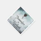 ステームパンクティール(緑がかった色)結婚ハートナプキン スタンダードカクテルナプキン (角)