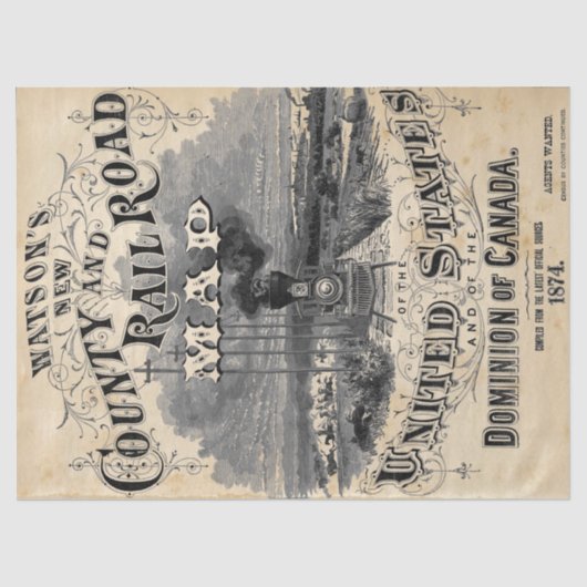 ステームパンクトレインデコページ紙 薄葉紙 (正面)