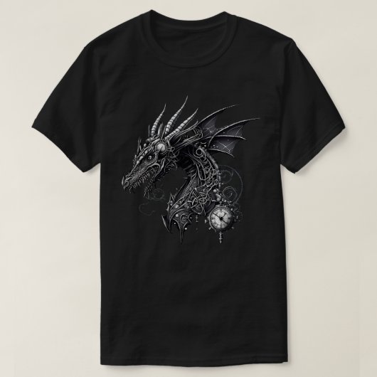 ステームパンクドラゴンファンタジーイラストレーション1 Tシャツ (デザイン正面)