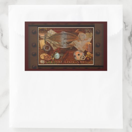 ステームパンクノスタルジックビクトリアンコラージアート 長方形シール (バッグ)