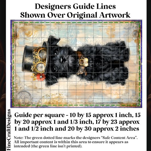 ステームパンクハットDL1Lデコページのかわいい黒い子犬 薄葉紙