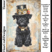 ステームパンクハットDL1Rデコページのかわいい黒い子犬 薄葉紙