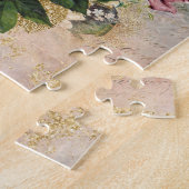 ステームパンクバラ |洗練されたピンクと金ゴールド ジグソーパズル (側面)