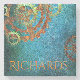 ステームパンクパーソナライズされたラスティギアストーンコースター ストーンコースター