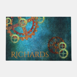 ステームパンクパーソナライズされたラスティギア ドアマット