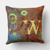 ステームパンクパーソナライズされたラスティClockworkギア クッション (裏面)