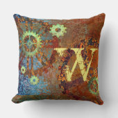 ステームパンクパーソナライズされたラスティClockworkギア クッション (正面)