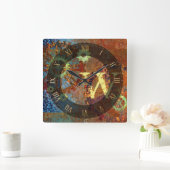 ステームパンクパーソナライズされたラスティClockworkギア スクエア壁時計 (ホーム)