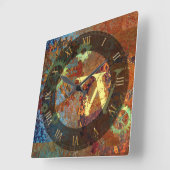 ステームパンクパーソナライズされたラスティClockworkギア スクエア壁時計 (傾斜)