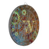 ステームパンクパーソナライズされたラスティClockworkギア ダーツボード (正面左)