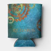 ステームパンクパーソナライズされたラスティClockworkギア 缶クーラー (正面)