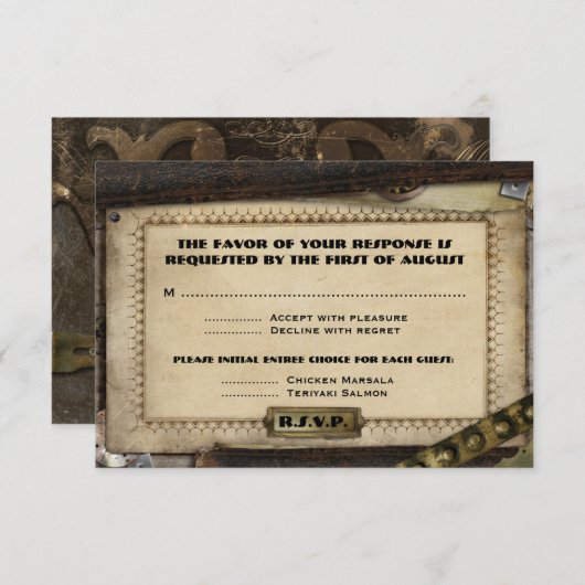 ステームパンクビクトリアンウェディングレセプションカード 出欠カード (正面/裏面)