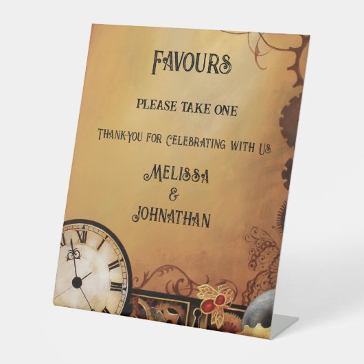 ステームパンクビクトリアンエレガンス結婚式の引き出物 台座サイン (正面)