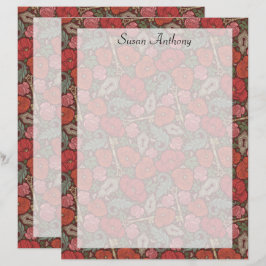 ステームパンクビクトリアンオールドロック鍵レッドポピー紙